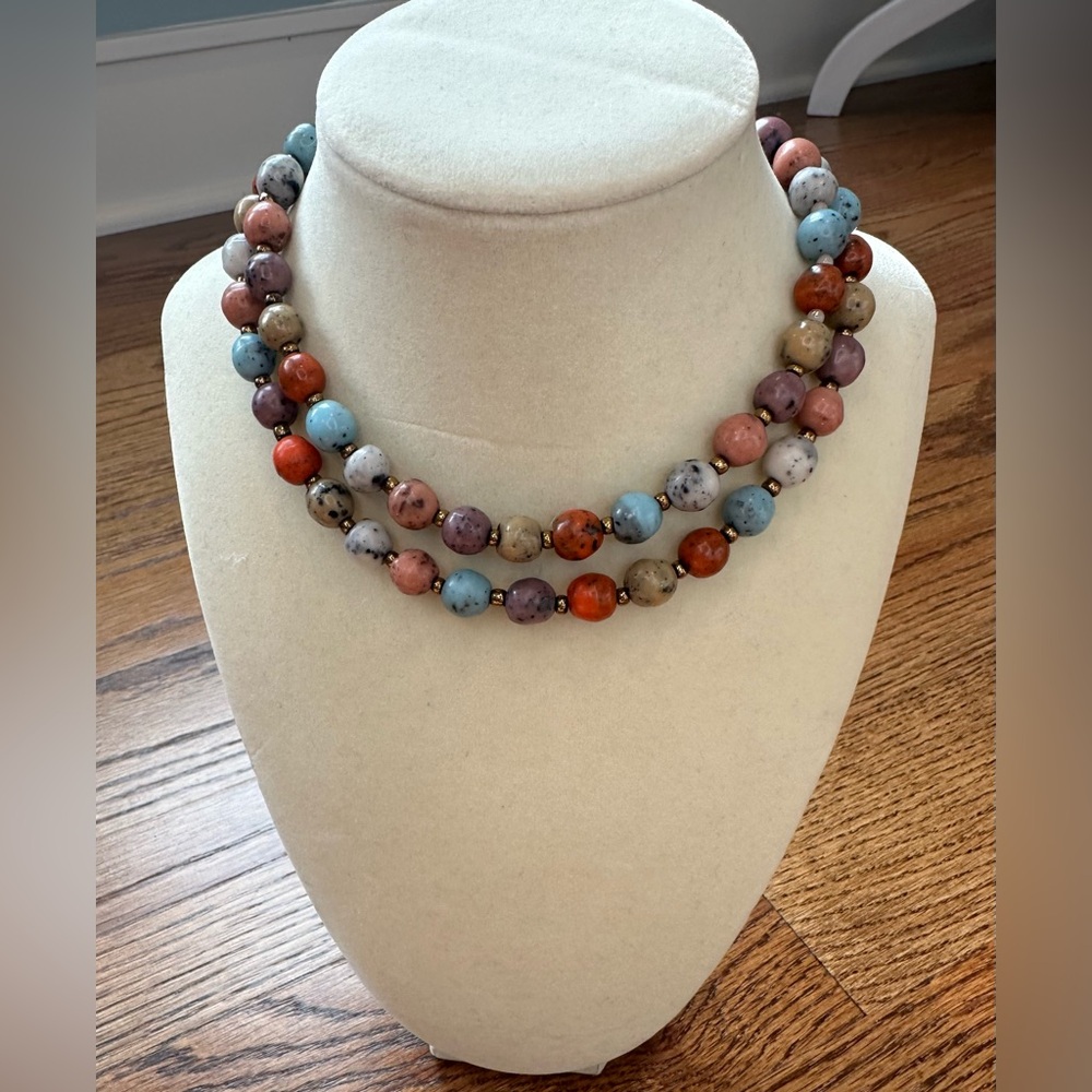 VINTAGE glass bead multicolored necklace